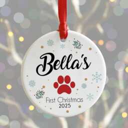 Personalised Puppy's First Christmas Ceramic Bauble Dog Keepsake Gift - thumbnail 3