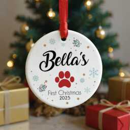 Personalised Puppy's First Christmas Ceramic Bauble Dog Keepsake Gift - thumbnail 1