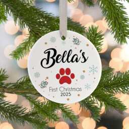 Personalised Puppy's First Christmas Ceramic Bauble Dog Keepsake Gift - thumbnail 4