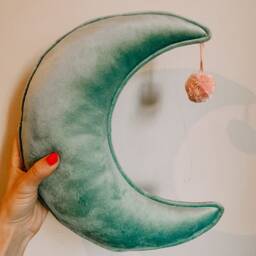 Velvet Moon Cushion Pillow With Customisable Pom in Assorted Colours - Small - thumbnail 3