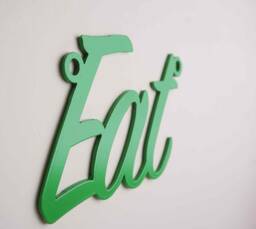 Eat Kitchen Wall Sign, Metal Script, Black, UK Made