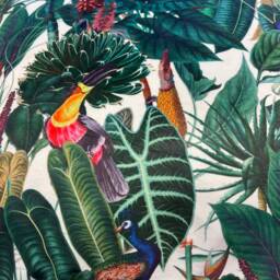 Hand Made Double Sided Plush 290Gsm Velvet - Large Cushion Cover With Rain Forest Theme in Natural - thumbnail 2