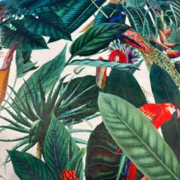 Hand Made Double Sided Plush 290Gsm Velvet - Large Cushion Cover With Rain Forest Theme in Natural - thumbnail 3