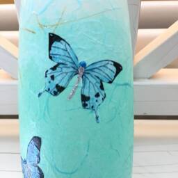 Blue Butterfly Glass Holder With Decorative Sparkles For Vase - thumbnail 3