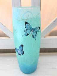 Blue Butterfly Glass Holder With Decorative Sparkles For Vase - thumbnail 1