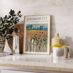 Bible Verse Poster, Art, Monet Christian Gift, Decor, Floral Print, Botanical Wall Art - thumbnail 2