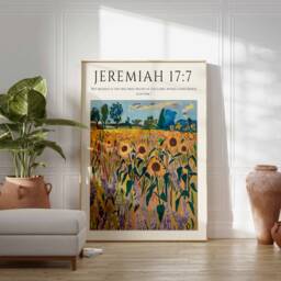 Bible Verse Poster, Art, Monet Christian Gift, Decor, Floral Print, Botanical Wall Art - thumbnail 3