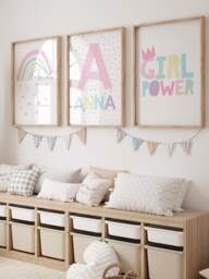Set Of 3 Girls Bedroom Prints, Girl Power, Personalised, Rainbow Wall Art, Positive, Motivational Inspirational - thumbnail 1