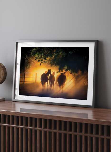 Wild Horses Silhouette Wall Art Print Sunset Horse Photography Living Room Bedroom Country Home Decor Equestrian Gift Nature - image 1