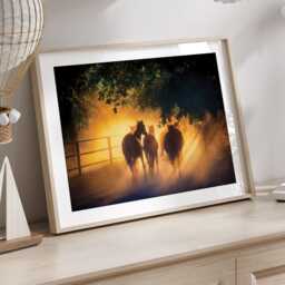 Wild Horses Silhouette Wall Art Print Sunset Horse Photography Living Room Bedroom Country Home Decor Equestrian Gift Nature - thumbnail 2