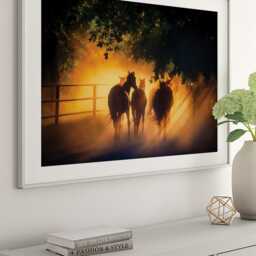 Wild Horses Silhouette Wall Art Print Sunset Horse Photography Living Room Bedroom Country Home Decor Equestrian Gift Nature - thumbnail 3