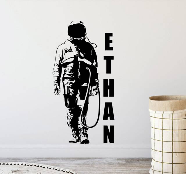 Personalized Astronaut Wall Decal Spaceman Custom Name Sign Space Decor Vinyl Sticker Boy Room Print Playroom Nursery Art 860 - image 1