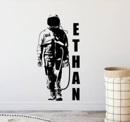 Personalized Astronaut Wall Decal Spaceman Custom Name Sign Space Decor Vinyl Sticker Boy Room Print Playroom Nursery Art 860 - thumbnail 1