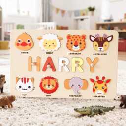 Personalized Baby Name Puzzle, Puzzle For Toddler, Early Learning Busy Board, Wooden Toy, 1st Birthday Gift, Christmas Gift - thumbnail 2