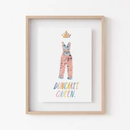 Dungaree Queen Print - Marbled Collage Watercolour Art Wall Home Decor Eco Friendly Plastic Free Gift A5 Or A4 - thumbnail 2