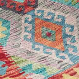 Kilim Rug Multicolour, Handmade Artisan Afghan Turkish Persian Rug, Navajo Moroccan Bohemian Flatweave, Natural Wool Dhurrie 131x77 cm - thumbnail 4