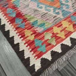 Kilim Rug Multicolour, Handmade Artisan Afghan Turkish Persian Rug, Navajo Moroccan Bohemian Flatweave, Natural Wool Dhurrie 131x77 cm - thumbnail 3
