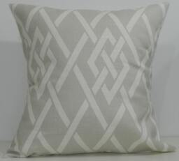 New 18x18 Inch Designer Handmade Pillow Case in Pale Grey & White Lattice - thumbnail 1