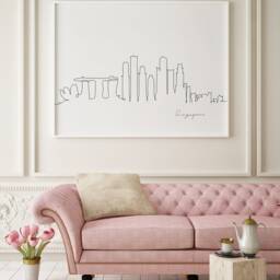 Singapore Skyline Print, Line Art, Poster, Minimalist Wall City Skyscraper Fine Nordic Home Decor, Landmark - thumbnail 2