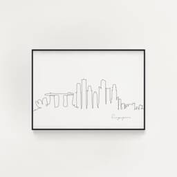 Singapore Skyline Print, Line Art, Poster, Minimalist Wall City Skyscraper Fine Nordic Home Decor, Landmark - thumbnail 1