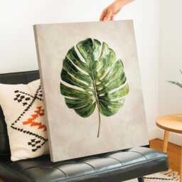 Monstera Leaf Wall Art Tropical Botanical Painting Green Plant House Decor Large Room Framed Minimalist Jungle Poster Print - thumbnail 3
