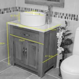 Off White Painted Vanity Unit - Oak Top Cabinet With Stone Basin Choice 502Psbc - thumbnail 4