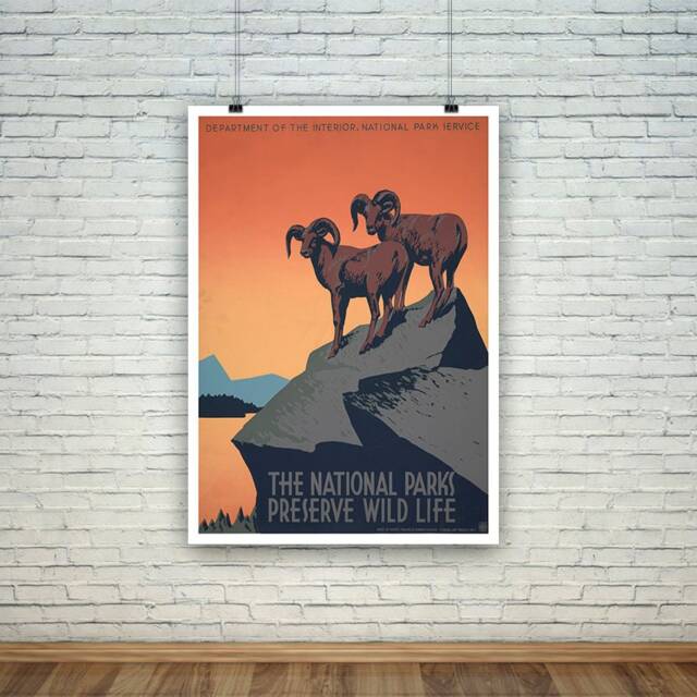 National Parks Poster Vintage Preserve Wildlife American Travel Print - image 1