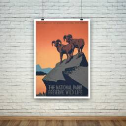 National Parks Poster Vintage Preserve Wildlife American Travel Print - thumbnail 1