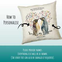 Personalised Valentines Day Penguins Cushion Gift - You Are My Penguin Throw Pillow For Him Her Husband Wife Cs515 - thumbnail 3