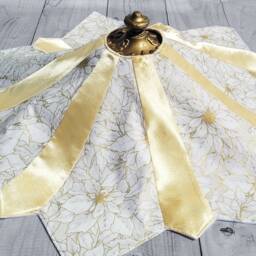 Golden Poinsettias Quilted Christmas Tree Skirt - Full Sized Or Mini Skirt - thumbnail 2