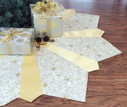 Golden Poinsettias Quilted Christmas Tree Skirt - Full Sized Or Mini Skirt