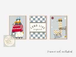 Construction, Vehicle & Transport Set Of Prints, Including A Long Live Boyhood Print - Unframed - thumbnail 1