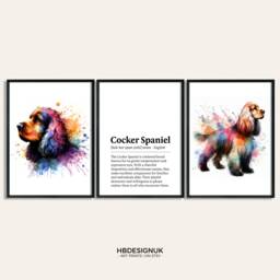 Cocker Spaniel Dog Prints - Set Of 3 Posters - Watercolour Definition Wall Art Colourful Painting Room Decor Dogs Artwork Gift Pet - thumbnail 1