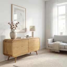 Low Sideboard, Cabinet, Vinyl Record Storage With Doors, Small Console, Tv Stand, Dresser, Credenza, Art Deco - thumbnail 3