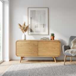Low Sideboard, Cabinet, Vinyl Record Storage With Doors, Small Console, Tv Stand, Dresser, Credenza, Art Deco - thumbnail 2