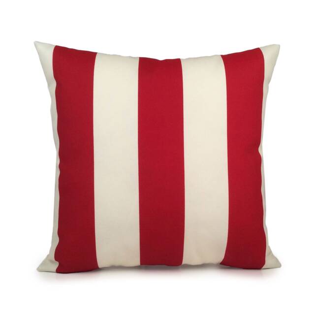 Red & Off White Pillow, Throw Pillow Cover, Decorative Stripes Pillow, Indoor Outdoor Cotton Blend Pillow, Modern - image 1