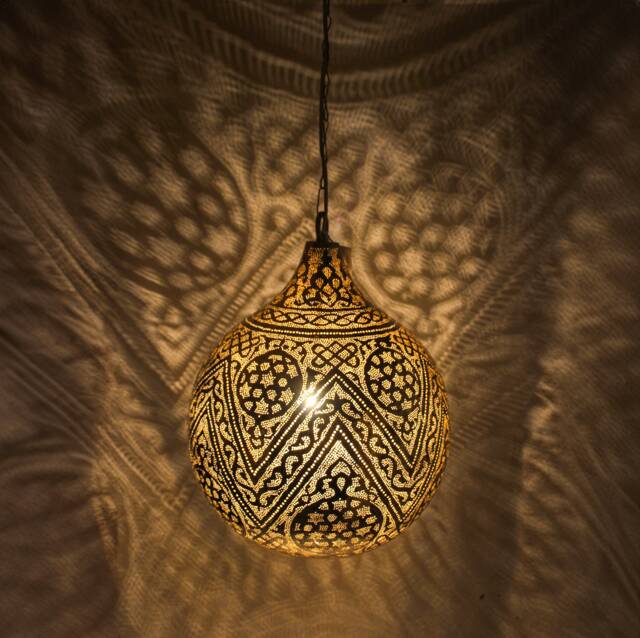 Handmade Oriental Brass Lamp, Moroccan Pendant Light, Hanging Gold Lampshade, Home Decor Lighting & Ceiling Light - image 1