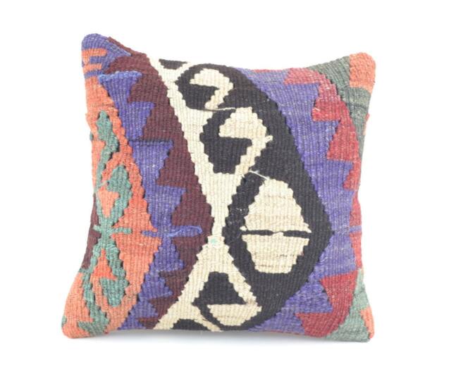Cojin Kilim Izmir Antique Handmade Kilim Cushion 40x40 cm 16x16 Inc, Turkish Pillow Case .kilim Cover , K 15 - image 1
