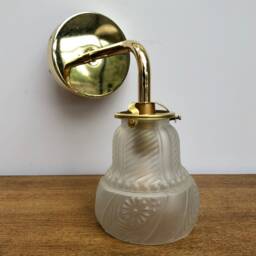 Vintage Tulip Gold Elbow Wall Lamp in Frosted Glass