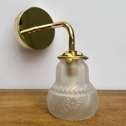 Vintage Tulip Gold Elbow Wall Lamp in Frosted Glass - thumbnail 2