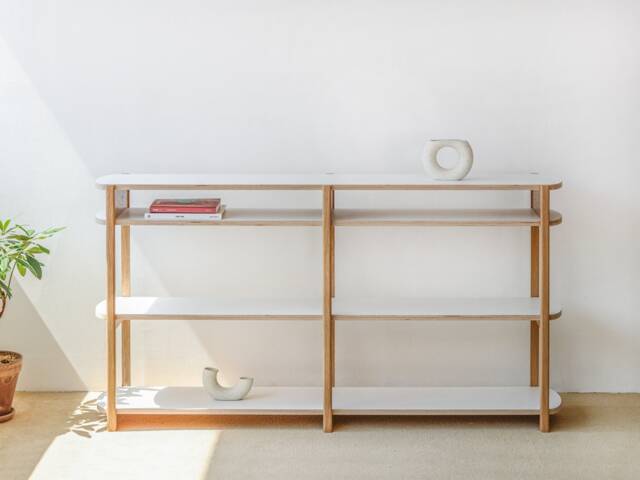 Any Shelf 160/4 - Mid-Century Modern Low Bookcase White Oak Shelving Unit - image 1