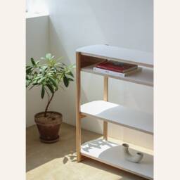 Any Shelf 160/4 - Mid-Century Modern Low Bookcase White Oak Shelving Unit - thumbnail 3