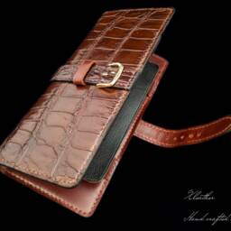 Alligator Leather Fountain Pen Case Handmade Chocolate Brown Pouch - thumbnail 4