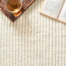 Hand Woven , Handmade Carpet Modern Style New Zealand Wool Indoor Rug. Entryway Or Runner Off White - Therugbasket - thumbnail 1