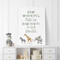 Safari Nursery Print Set Sage Green Rainbow, Animals, Quote - thumbnail 2