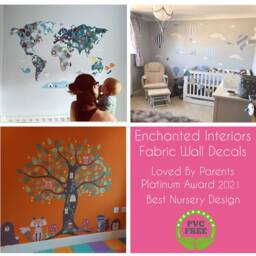 Teddy Bear Nursery Wall Decals Moon, Stars, Clouds Fabric Stickers - thumbnail 4