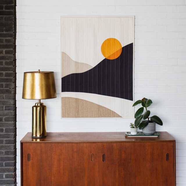 Minimalist Mountain Wall Art Vertical Quilt Tapestry - image 1