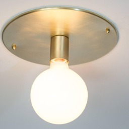 Brass Globe Flush Mount Light Mid Century Modern Wall Sconce - thumbnail 2