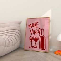 More Vino, Unframed Art, Bold Funky Kitchen Poster, Typography Gallery Wall, Dinner, Food, Trendy Quirky Wall Wine Please, Bar - thumbnail 3