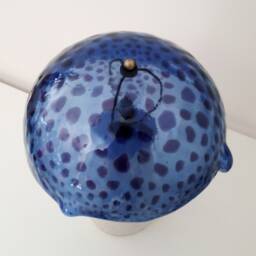Mushroom Table Lamp, Murano Glass & Ceramics, Violet Lampdshade, Light Blue Purple Fused Unique Piece Made in Italy - thumbnail 4